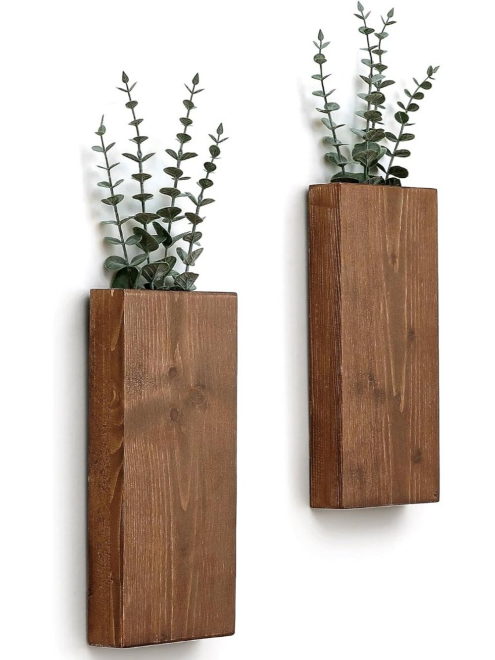 Wood Wall Planter Set of 2, Wood Wall Pocket for Greenery and Dried Flowers, Ind